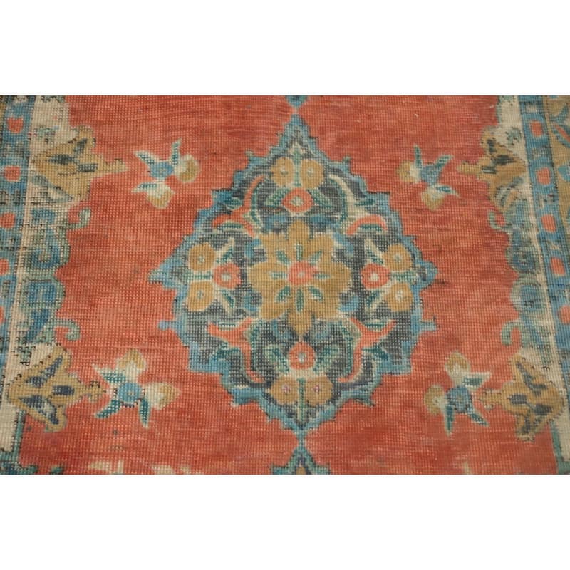 Hand Knotted Oriental 100% Wool Carpet Traditional Floral Oranges & Rust Tabriz Area Rug - 4' 5'' X 2' 8''