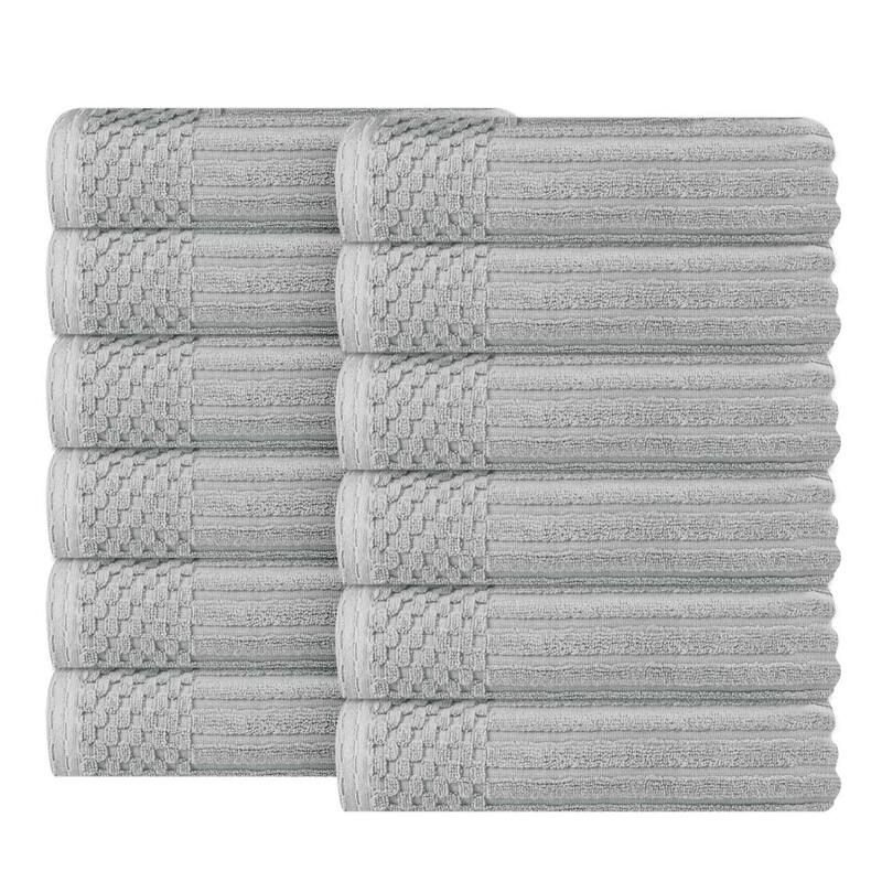Superior Soho Ribbed Cotton Face Towel/Washcloth Set of 12