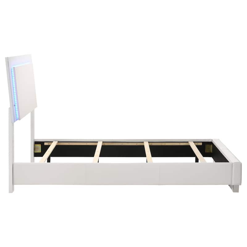 Felicity Wood LED Panel Bed White High Gloss