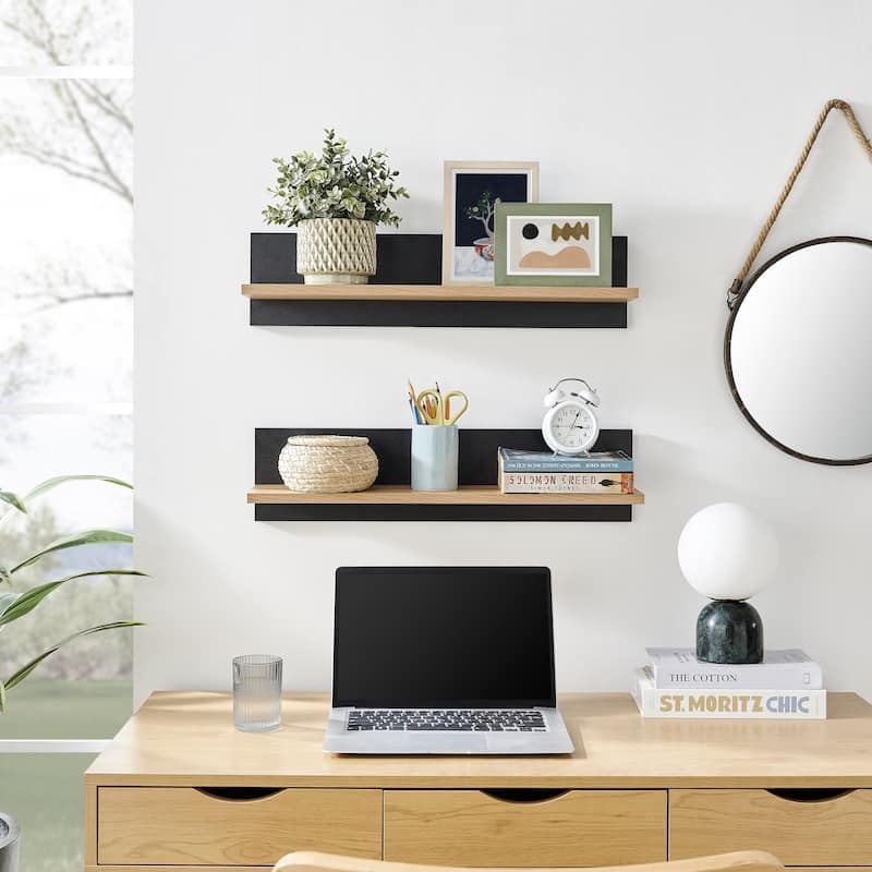 Danya B. Repose Display Photo Ledge Shelf Set of 2 - Black/Chestnut
