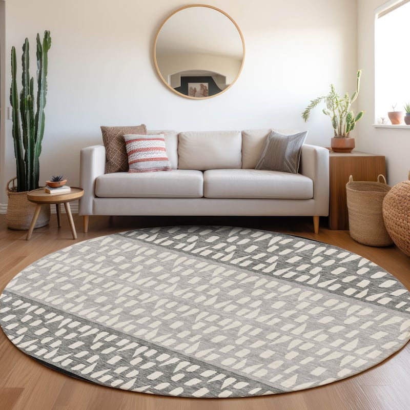 Premium Washable Super Soft Ombre Imprints Mayfield Rug - Black - 8' x 8'
