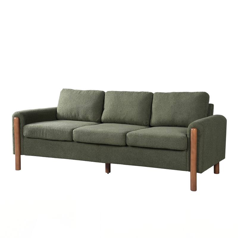 3-Seater Sofa, Curved Armrest with Integrated Solid Wood Legs