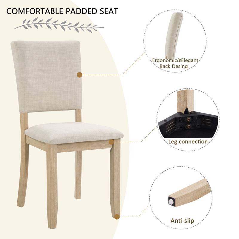 GDFStudio - Silken Minimalist Upholstered Ergonomical Curved Backrest Dining Chairs, Padded Seat, Set of 4