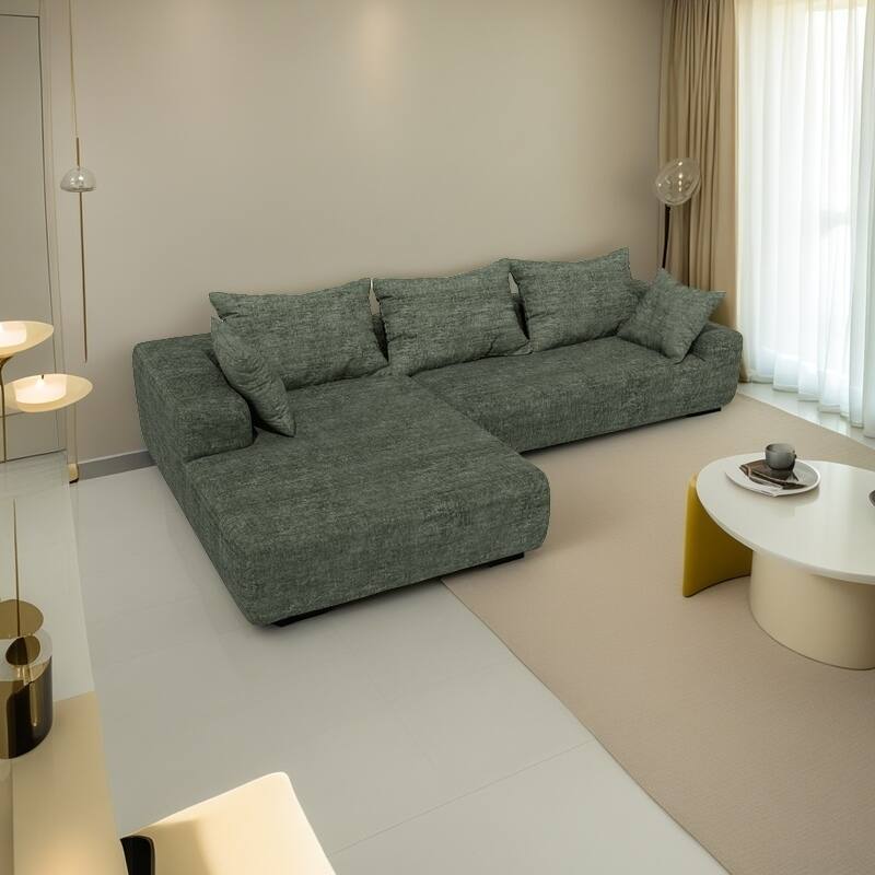 Momei L-Shaped Sofa - High-Density Foam with Spring, Multiple Cushions, Living Room