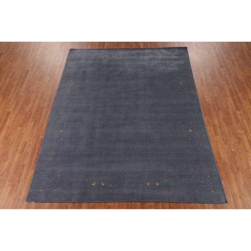 Tribal Gabbeh Area Rug Handmade Wool Carpet - 7'9"x 9'10"