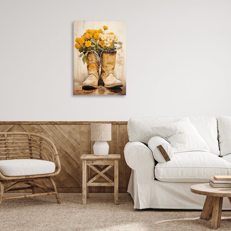 Stupell Flowers in Rugged Country Boots Canvas Wall Art Design By Heidi Kuntz