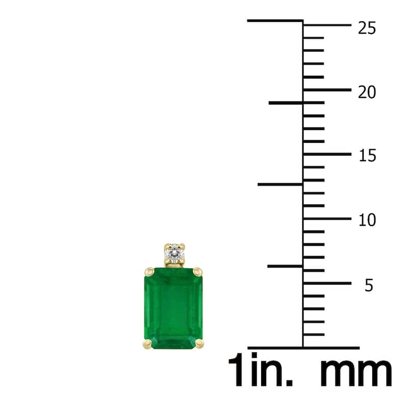 Marquee 14K Yellow Gold 6x4MM Emerald Shaped Emerald and Diamond Earrings