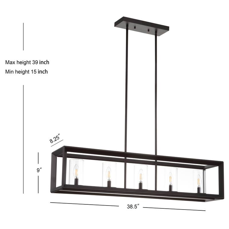 Anna Linear Metal/Glass LED Pendant, Oil Rubbed Bronze by JONATHAN Y