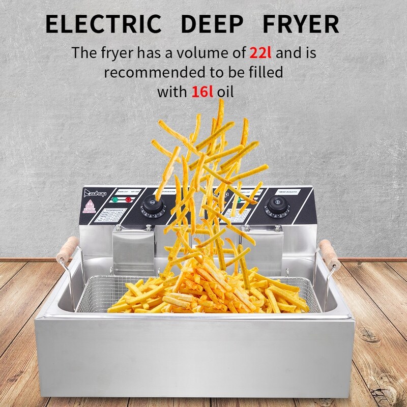 1700W Single Electric Deep Fryer with Basket Scoop Unit 