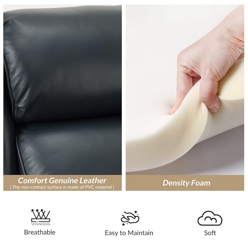 Noemon Modern Genuine Leather Recliner with Nailhead Trims Set of 2 by HULALA HOME