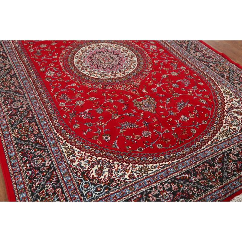 Traditional Floral Red Kashmar Turkish Area Rug Machine Made Carpet - 6'3" x 9'6"