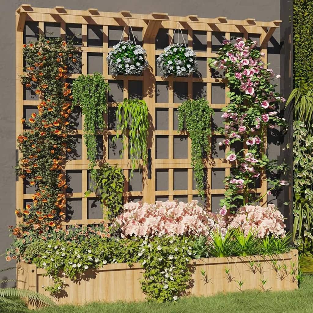Outdoor Dual Planter Box with Trellis for Climbing Plants - 1 PC