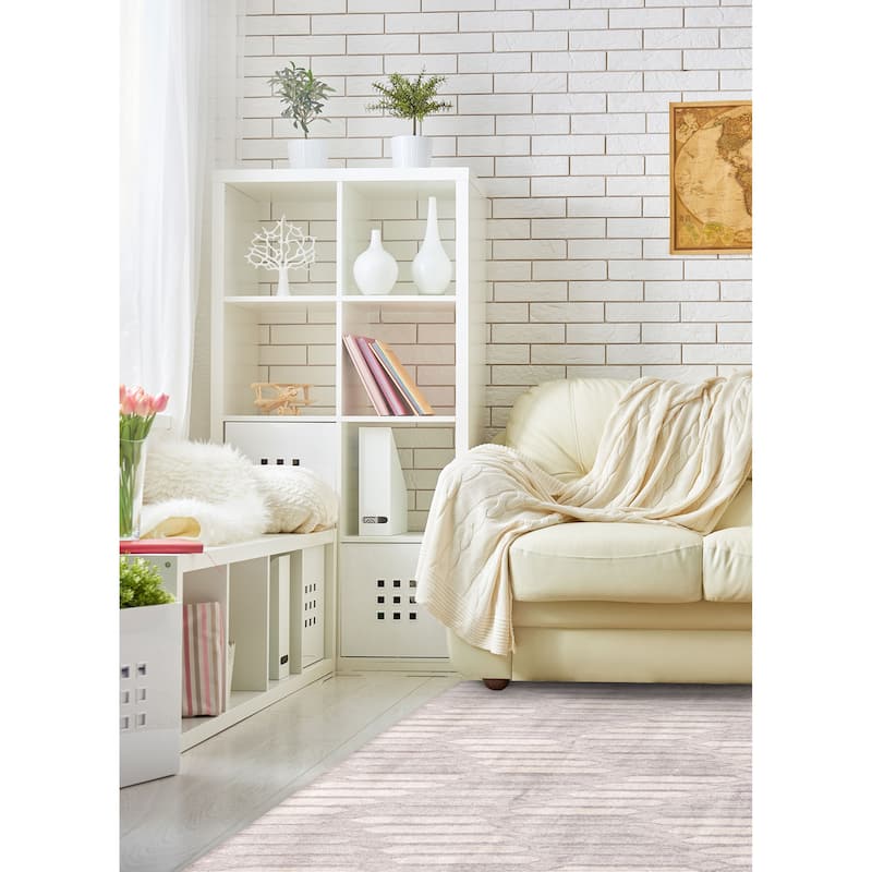 ECARPETGALLERY Hand Loomed Elysian Grey Silk Rug - 6'8 x 9'7