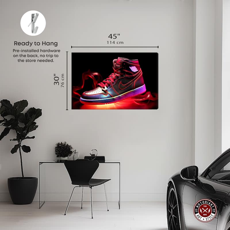 Notoriart Flaming Hot Sneaker Ii Gallery Wrapped Sneaker 1 Piece Canvas Wall Art