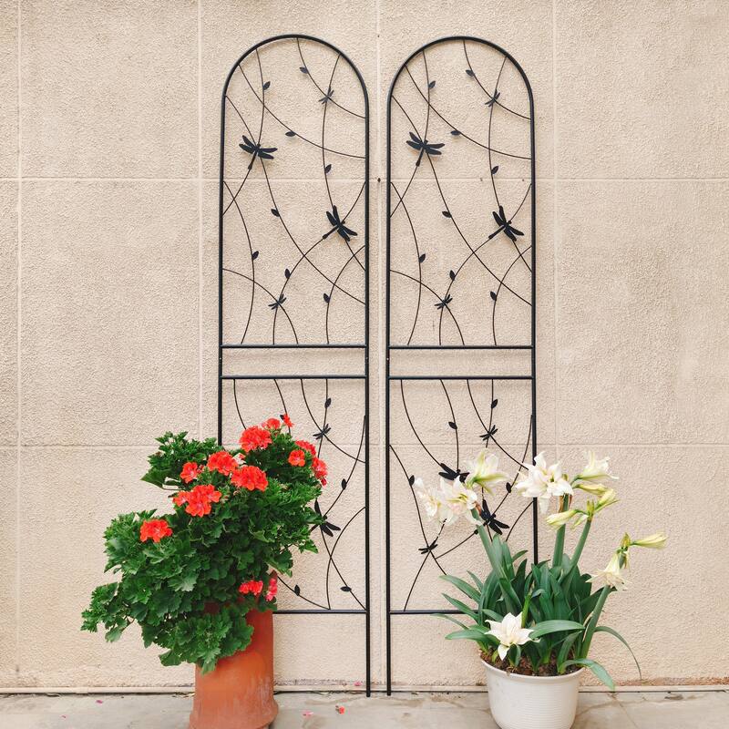4 Pack Metal Garden Trellis Rustproof Trellis for Climbing Plants Outdoor Flower Support Black