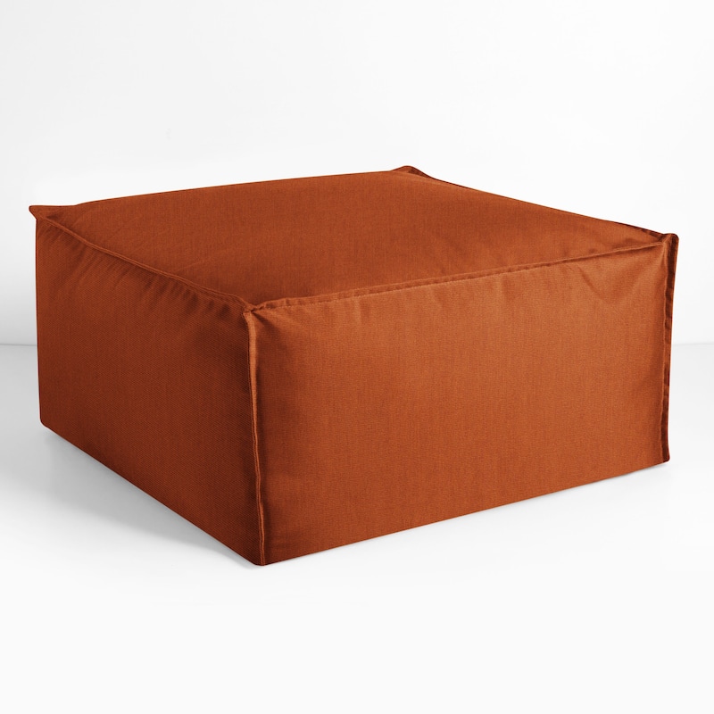 Sorra Home Sunbrella Outdoor Top Stitch Solid Bean Pouf