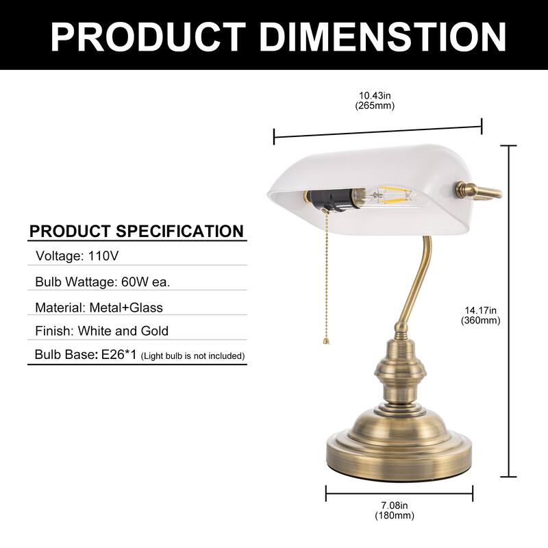 White E26 Single-Head Bedside Table Lamp, Minimalist Corded Nightstand Light, Soft Glow Ambient Lighting - 10.43*7.08*14.17