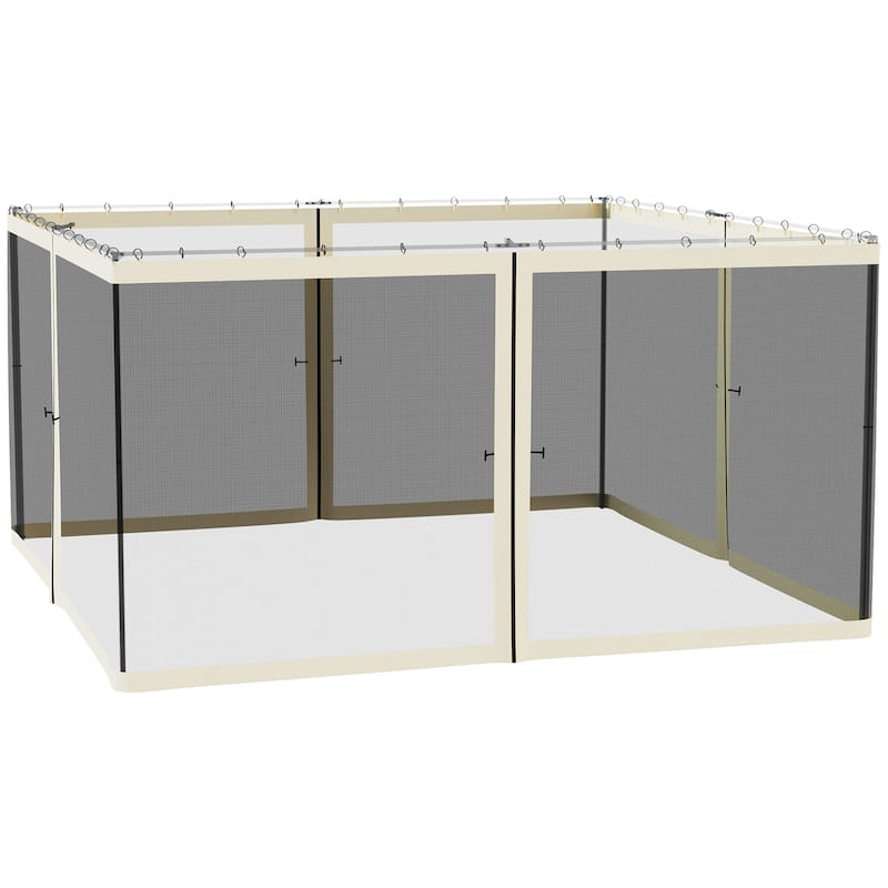 Outsunny 13' x 13' Universal Replacement Mesh Sidewall Netting for Patio Gazebos and Canopy Tents with Zippers, (Sidewall Only)