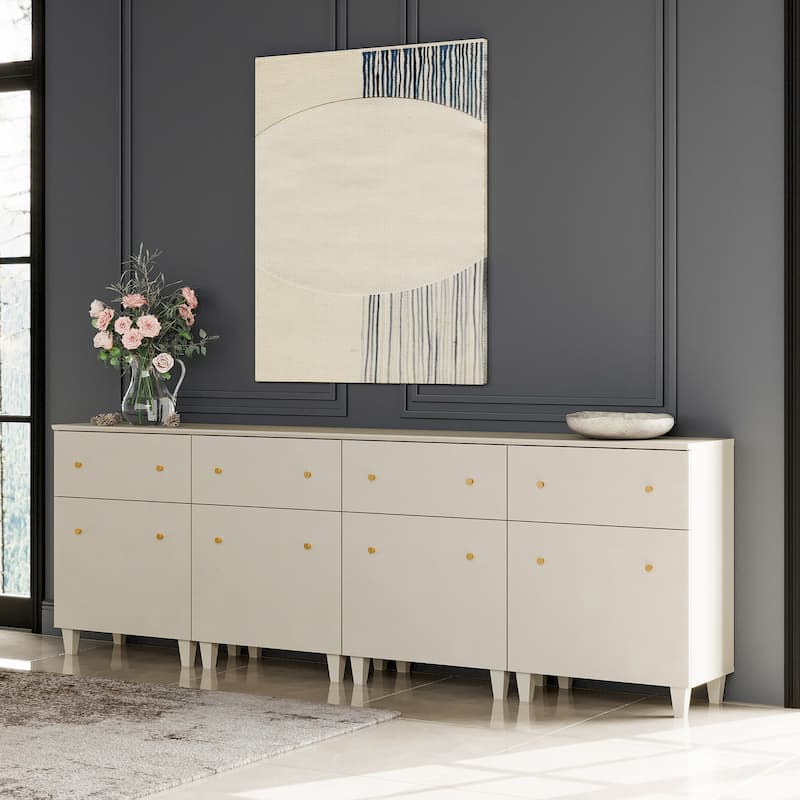 4-In-1 Buffet Cabinets for Dining Room, 94.4" Kitchen Sideboards - 4 Packs - Beige