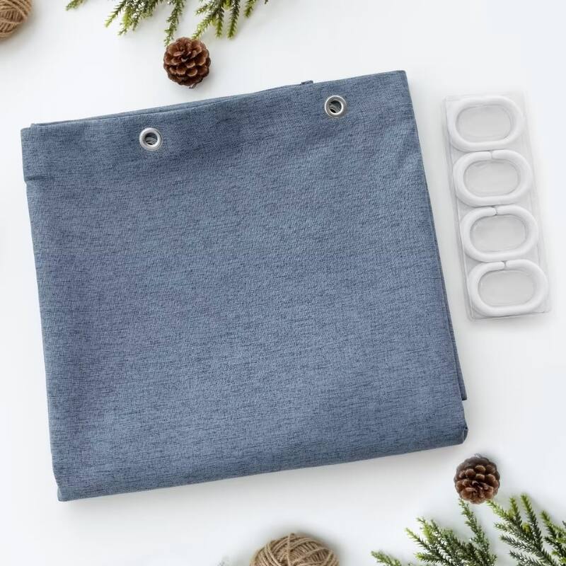 Linen Texture Shower Curtain with 12 Plastic Hooks Included