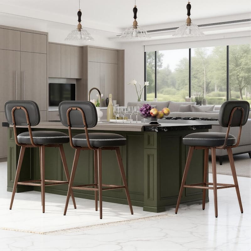 RENEWLINE Modern Swivel Bar Stools, 26 Inch Counter Stools(Ser of 2/3/4/6) with Backrest & Waterproof PU Leather