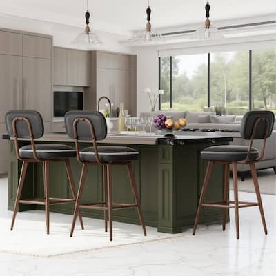 RENEWLINE Modern Swivel Bar Stools, 26 Inch Counter Stools(Ser of 2/3/4/6) with Backrest & Waterproof PU Leather