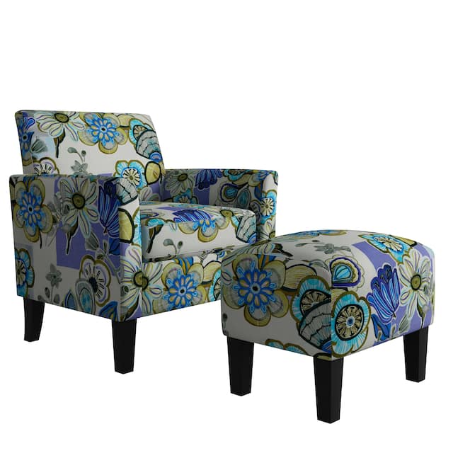 Copper Grove Maritza Half Round Arm Chair and Ottoman - Lavender Floral