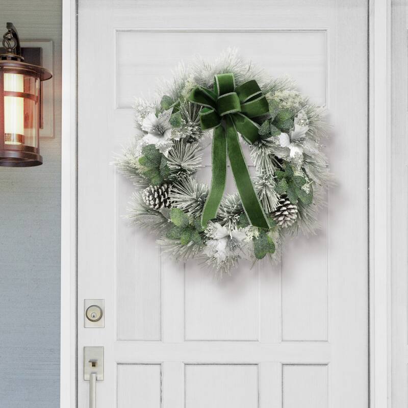 Puleo International 24 in. Decorated Flocked Artificial Christmas Wreath