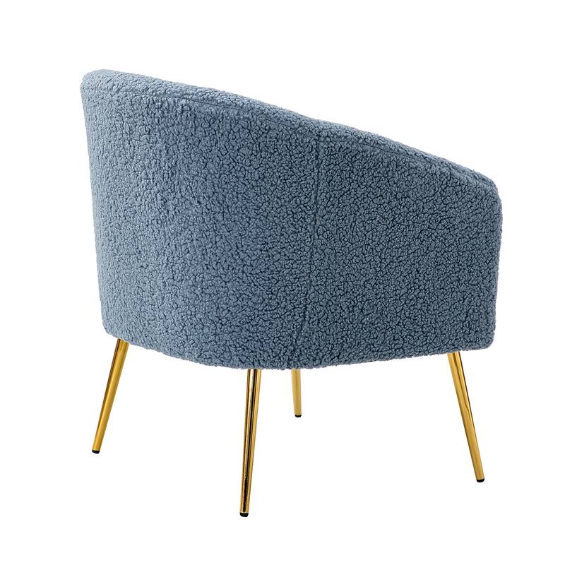 Rovigo Modern Upholstered Living Room Chair Barrel Chair with Metal Legs Set of 2 by HULALA HOME