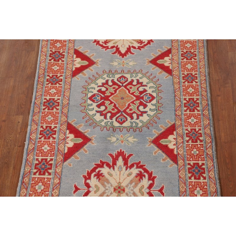 Blue Kazak Accent Rug Handmade Wool Carpet - 3'3"x 4'10"