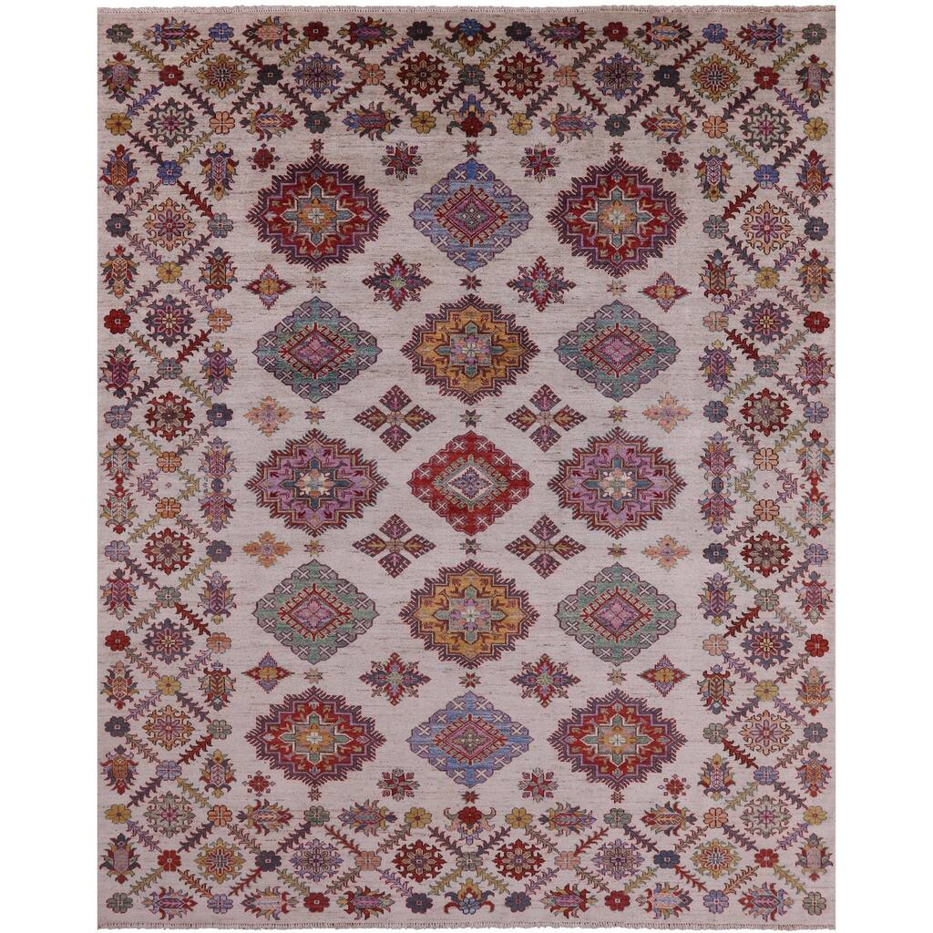 Golden Nile Ivory Super Kazak Hand Knotted Wool Rug - 8' 3" X 10' 5"