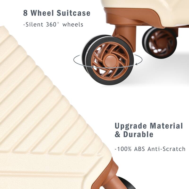 3 Piece Hardshell Luggage Spinner 8 Wheels Suitcase Sets (20"24"28")