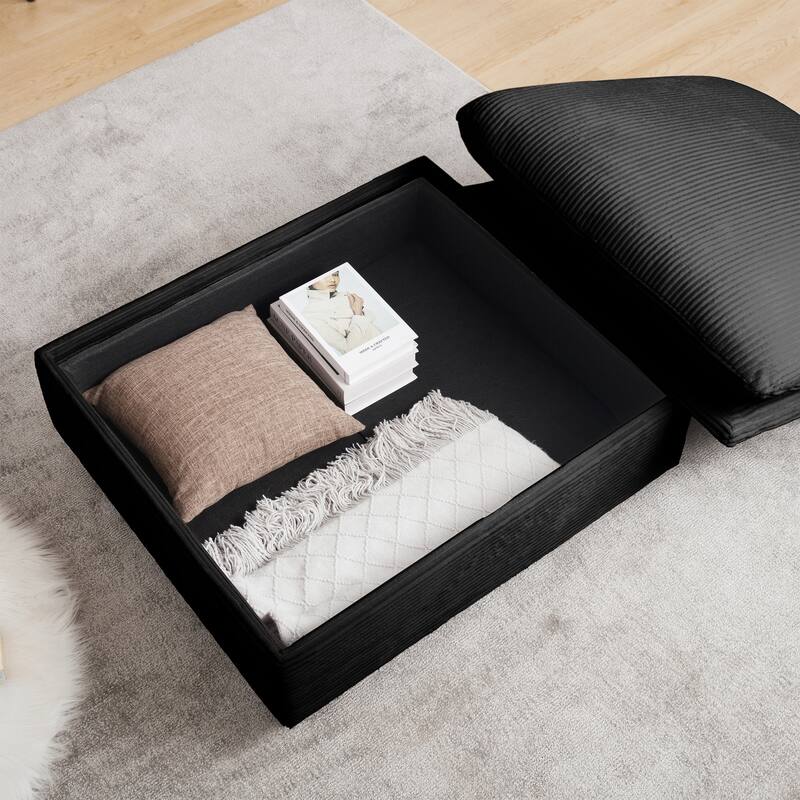 Corduroy Loveseat Sofa Couch with Storage Ottomans, Modern Sectional 2 Seater Sofa with Deep Seat, Pillows for Small Spaces