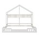 preview thumbnail 7 of 7, Twin Size Two Shared House Platform Beds with Guardrails and Shelves