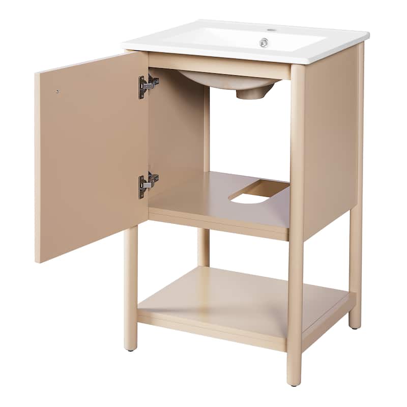 GDFStudio - French Single Bathroom Vanity with Ceramic Sink and Soft-Close Door - 20.2'W