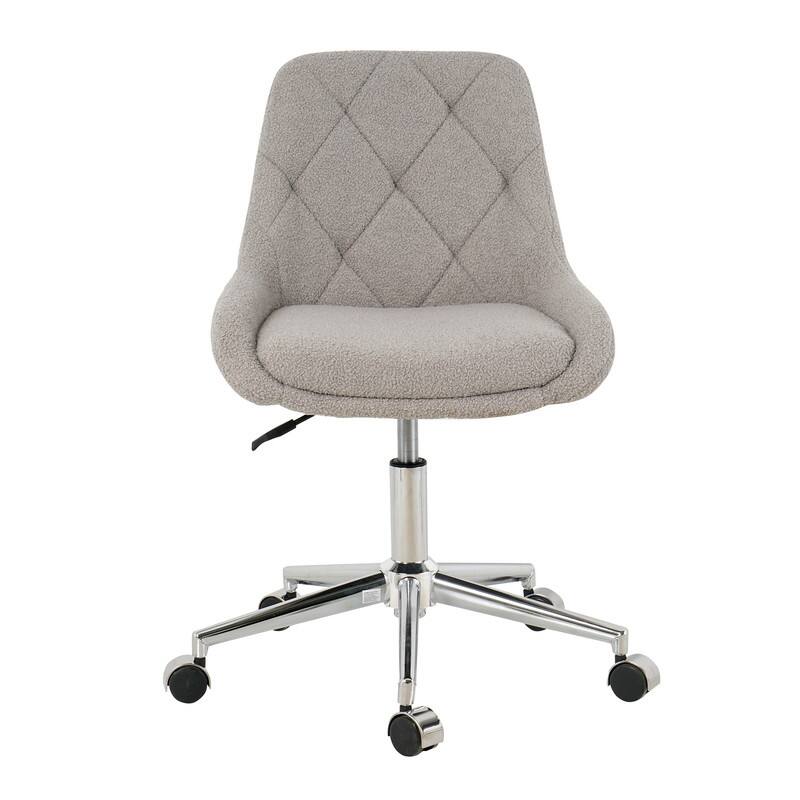 Modern Teddy Fabric Home Office Chair with Metal Legs-Set of 1-Lift Adjustment (3 Colors）