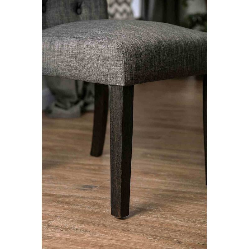 Gray Finish Classic Tufted Side Chairs Furniture Set