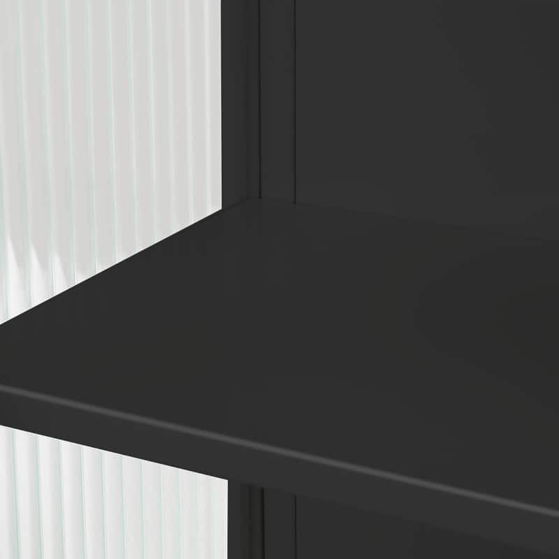 23.62" Modern Fluted Glass Wall Cabinet with Two Doors, Open Shelf & Towel Rack