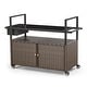 preview thumbnail 3 of 7, Outdoor Wicker Bar Cart with Storage and Wheels - Brown - N/A
