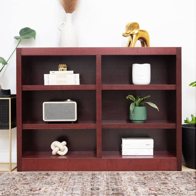 Concepts in Wood Double Wide Wood Bookcase, 6 Shelf, 36 inch Tall - Cherry