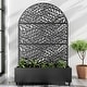preview thumbnail 88 of 103, 72 in Metal Movable Planter Box with Trellis Privacy Screen Lockable Wheels Black-Arch - 72"x47"