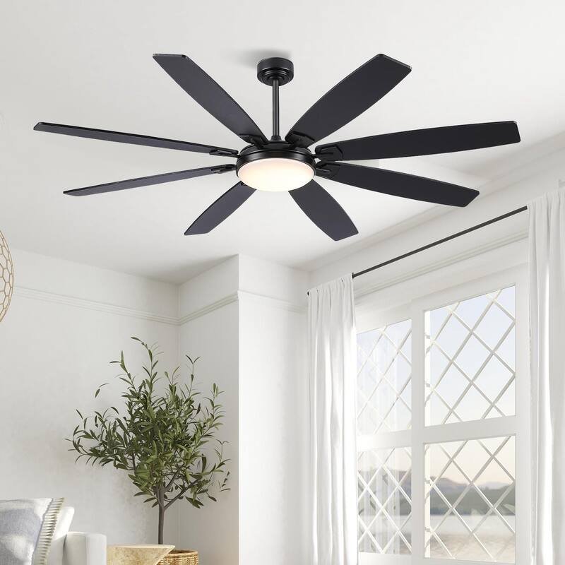 72" Ceiling Fan Light, 6-Speed, LED, APP Control, Dimmable, Timer, for Large Room,Patio,Living Room,Garage,Warehouse