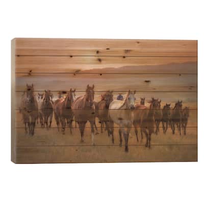 Sunkissed Horses II Print On Wood by PHBurchett - Multi-Color
