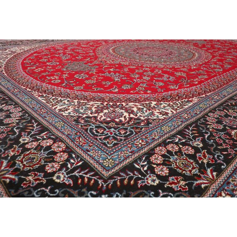 Traditional Red Kashan Turkish Area Rug Bedroom Machine-Made Carpet - 9'8" x 13'4"