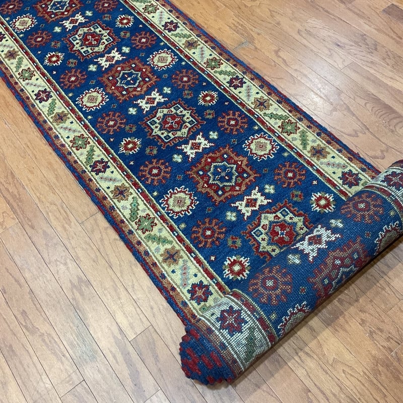 Handmade Kazak Wool Runner (India) - 2'7 x 20