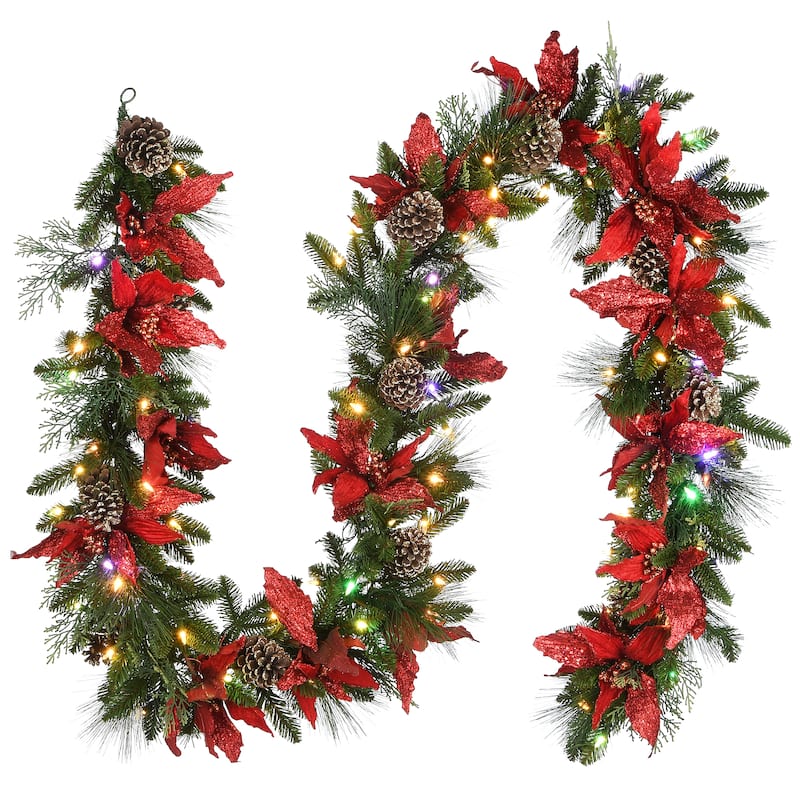 National Tree Company 9 ft. Feel Real Decorative Collection Garland with Clear Lights - 9 ft