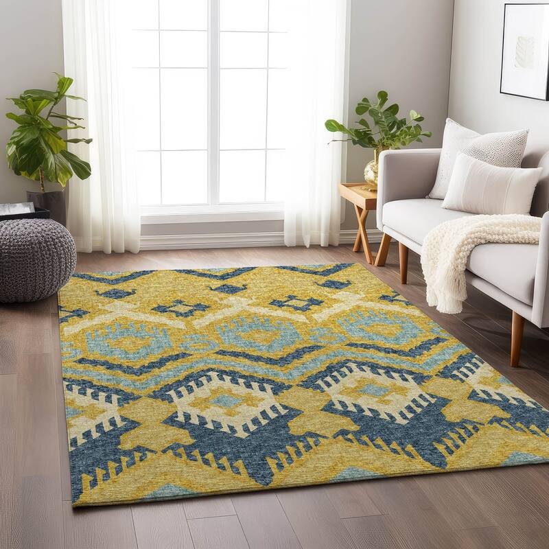 Premium Washable Super Soft Modern Global Mayfield Rug - Yellow - 5' x 7' 6" - Rectangle