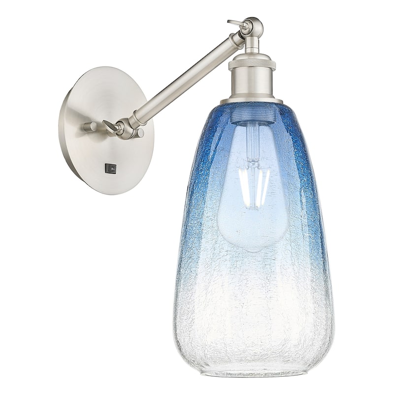 Innovations Lighting 317-1W-13-6 Brookhaven Almond Sconce Brookhaven - Brushed Satin Nickel / Sapphire Blue