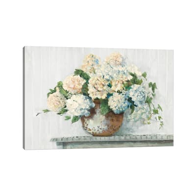 iCanvas "White Hydrangea Cottage" by Carol Rowan Canvas Print