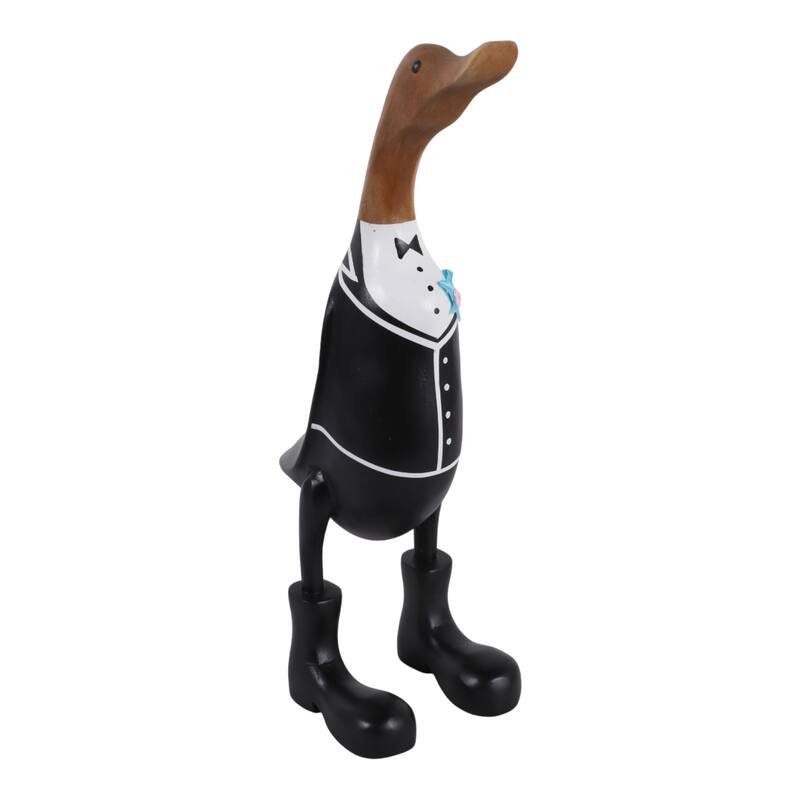 Decorative Wooden Wedding Duck Figurine Sculpture - 16.0"